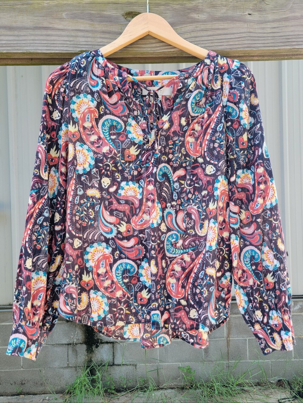 LOFT Ann Taylor Shimmer Mystical Creatures Blouse